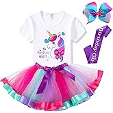 Birthday Girls Costume – Shirt, Tutu Skirt, Satin Sash, Headband - Unicorn Gifts for Girls
