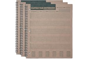 KOALA TOOLS | Guitar Tablature - Guitar Tab Notebook (3 Pack) | 8.5" x 9.75" 60pp. - Blank Paper, Sheets for Music Chord Notation