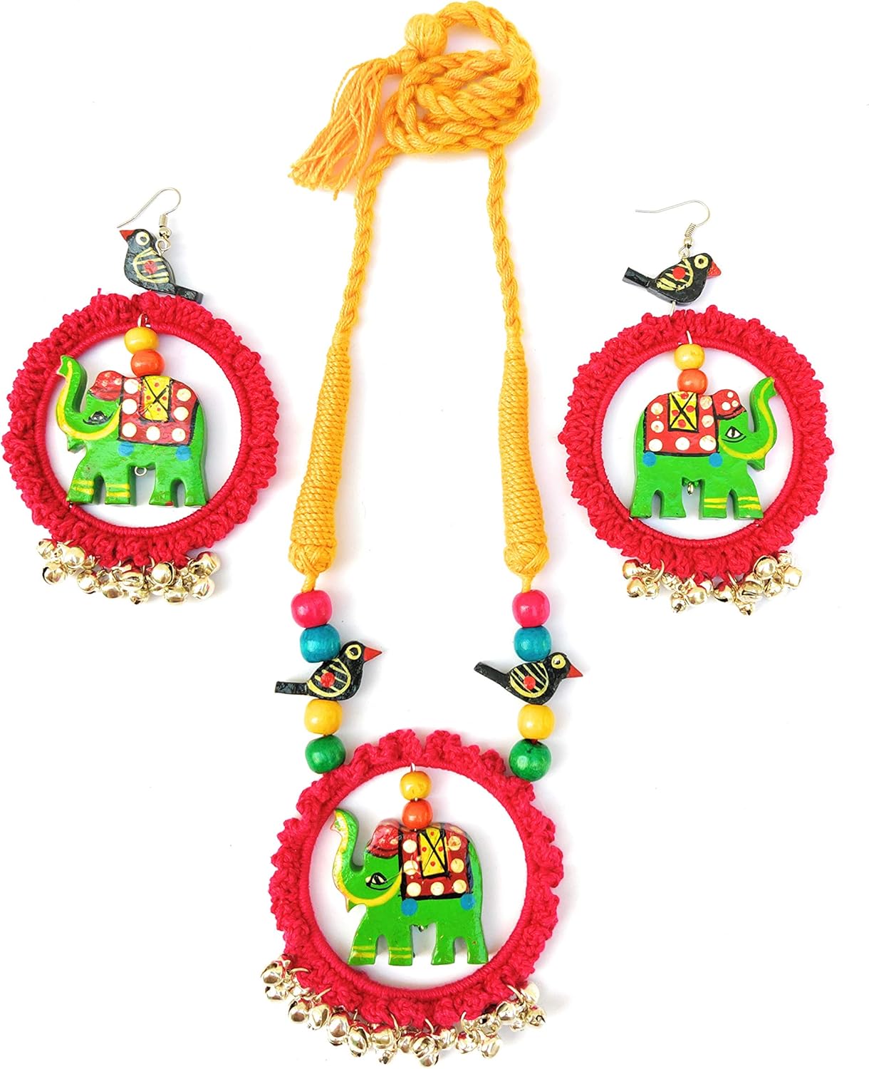 Buy Prapti handicrafts Women's Crochet Cotton Thread Wooden Elephant