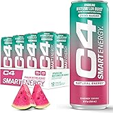 Cellucor C4 Smart Energy Drink ‚ Boost Focus and Energy with Zero Sugar, Natural Energy, and Nootropics - 200mg Caffeine - Watermelon Burst (12oz Pack of 12)