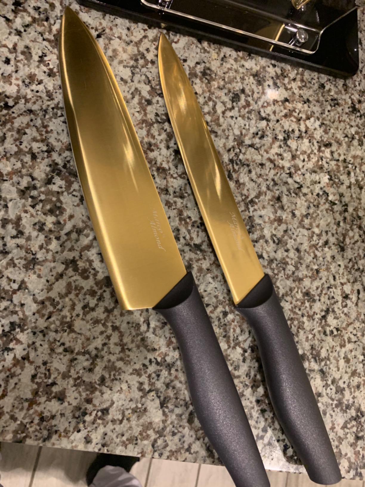 16/mo Finance Marco Almond MA21 Golden Knife Sets, Titanium Coated