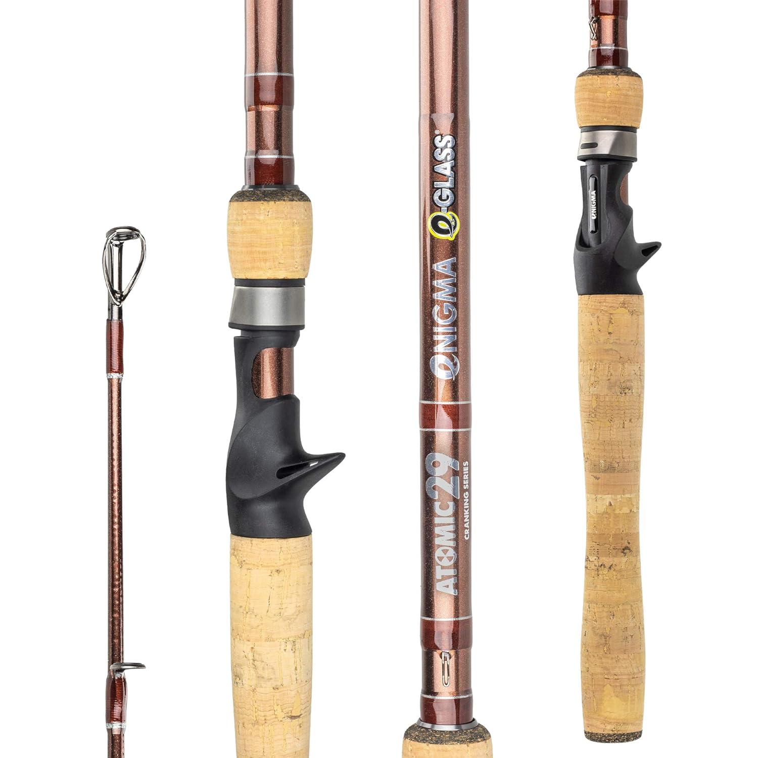 Enigma Fishing Atomic29 Pro Tournament Series High-Performance Bass Fishing Rods, Japanese Toray Graphite High Modulus 30 Ton/E-Glass 1 Pc Blanks, 9 Specific Lengths & Actions, Casting