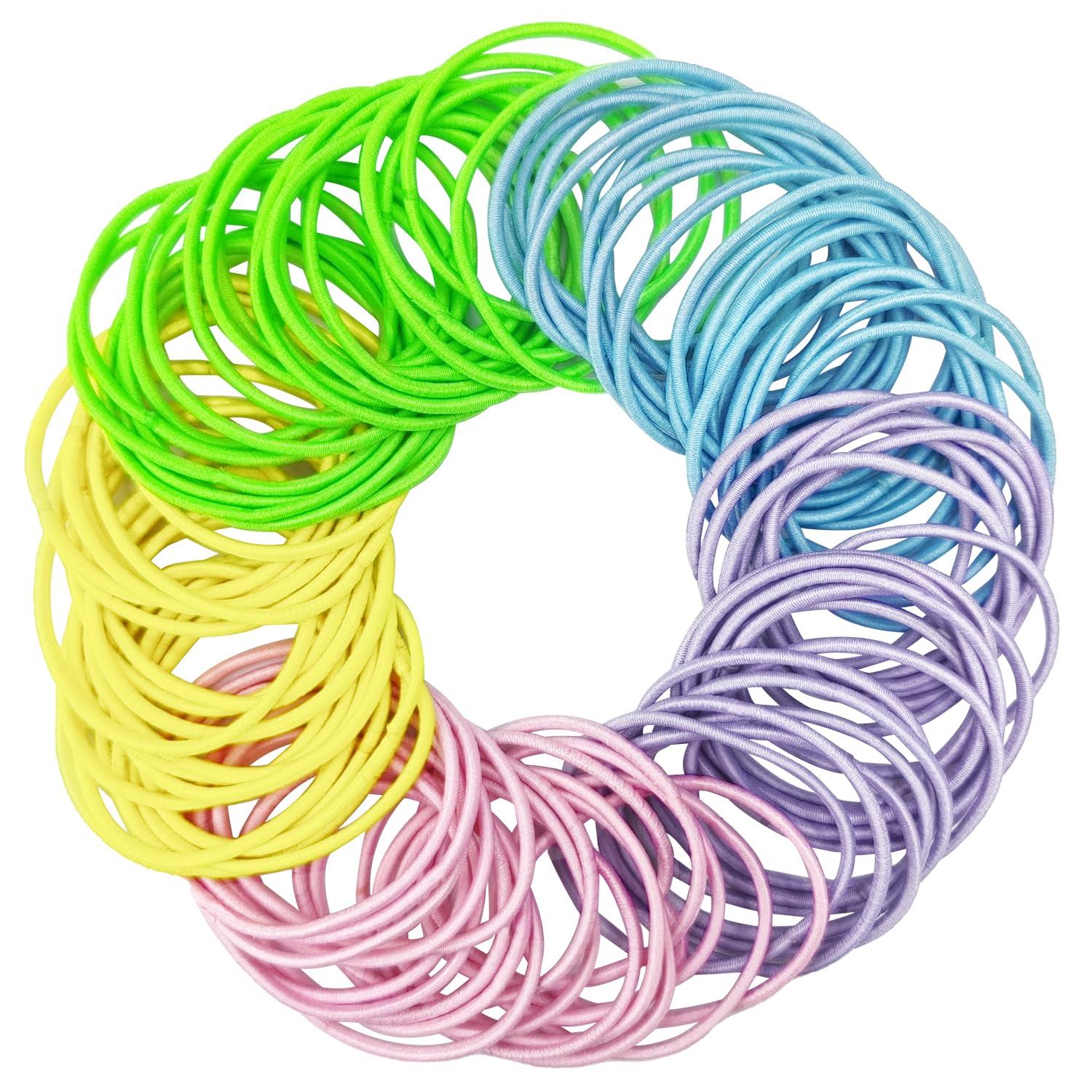 GIKPAX 100 Pcs Hair Bands, 2mm Elastic Hair Ties, Women Girls Hairbands, Soft Hair Bobbles, No Metal, Strong Stretch & Hold, Natural Color, Multicolor