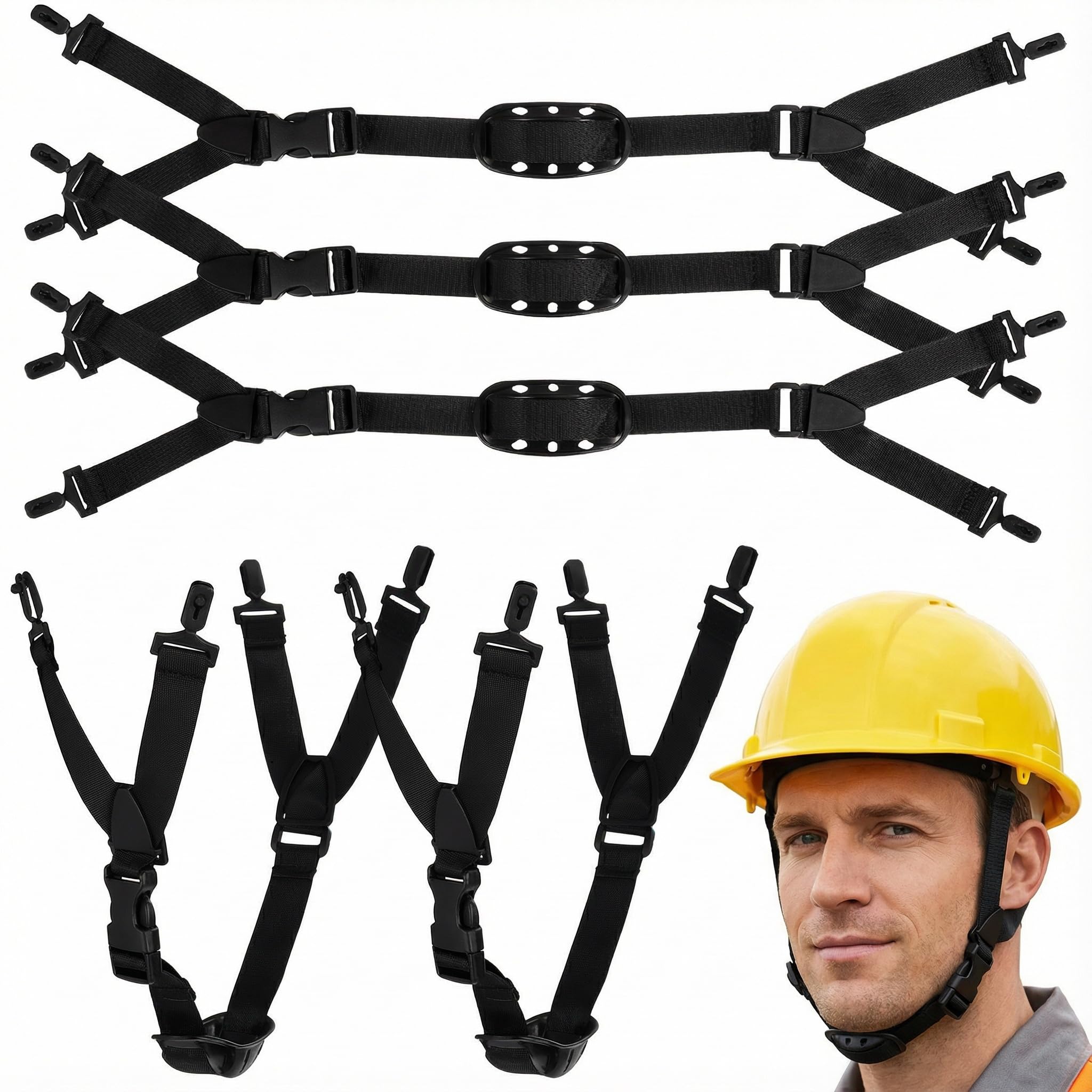 6PCS Black Hard Hat Chin Strap,Adjustable Elastic Helmet Strap Universal Hat Chin for Welding Helmet Construction Sport Safety Bump Cap