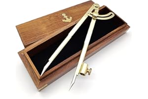 5MoonSun5's 8 Inch Large Pencil Marking Compass Circle Leather Scratch Compass Maker Scriber Marking Wing Divider, Ideal for Drawing Circles, Scribing Wood Metal, Drafting,Map Plotting with wooden box