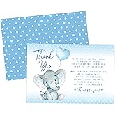 Your Main Event Prints Elephant Baby Shower Thank You Cards - 20 Count Pre-Written Thank You Cards - Baby Sprinkle Blue Dots - No Envelopes Included