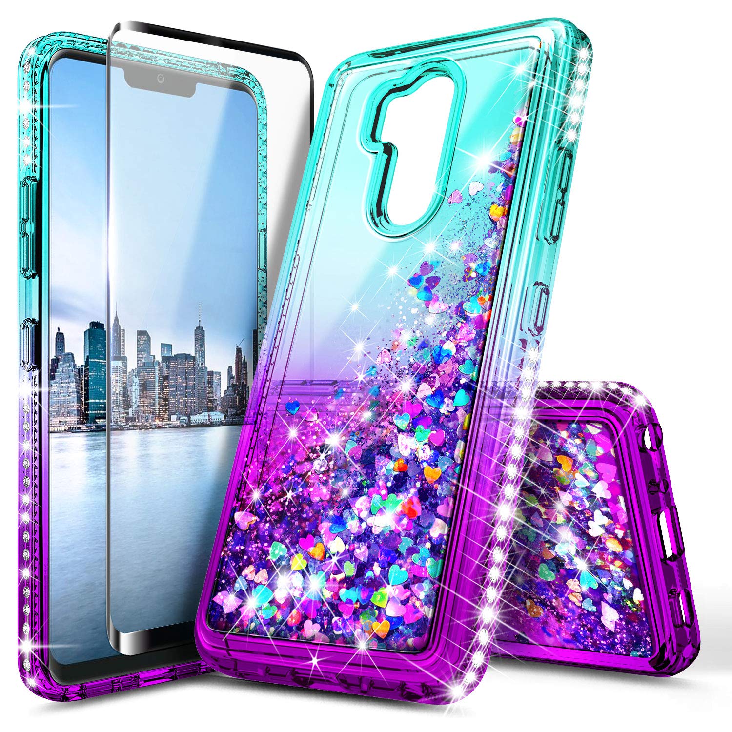 Best lg g7 thinq clear case with glitter