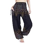 Lannaclothesdesign Harem Pants Women High Waist Bohemian Yoga Pants with Pockets - Boho Hippie Clothes