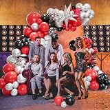 Conleke 161Pcs Red Black Silver Balloon Arch Kit Explosion Star Balloons view 2