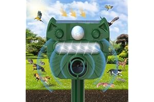 SHINYART 2024 Solar Ultrasonic Animal Repellent, Outdoor Powered Squirrels Deterrent with Motion Sensor,Sound and LED Flashing,Waterproof Deer Repeller,Animal Repellent for Cat Dog Bird Skunk Rabbit Wild F1