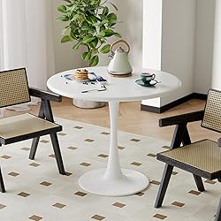 Recximi White Round Dining Table for 2, 24 Inch