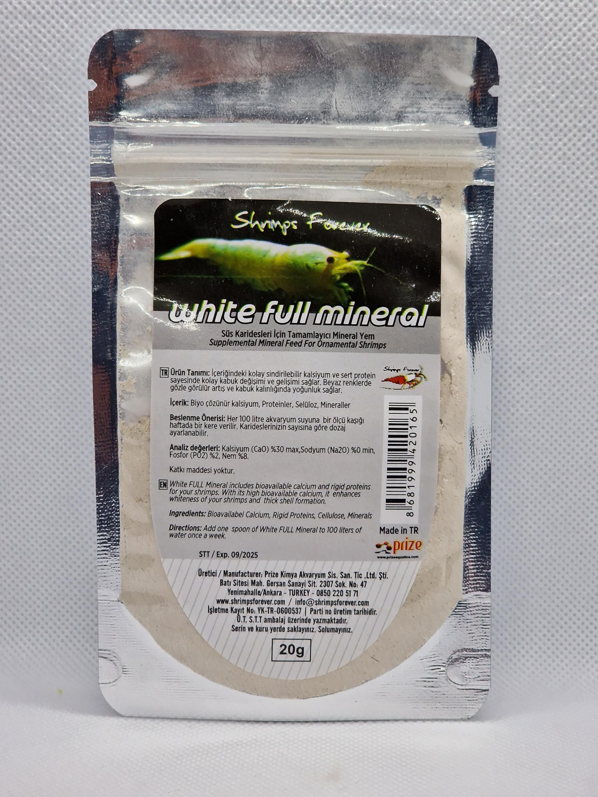 Shrimp Forever White Full Mineral | 20g - White full mineral is a rich mix of minerals and unbound calcium.