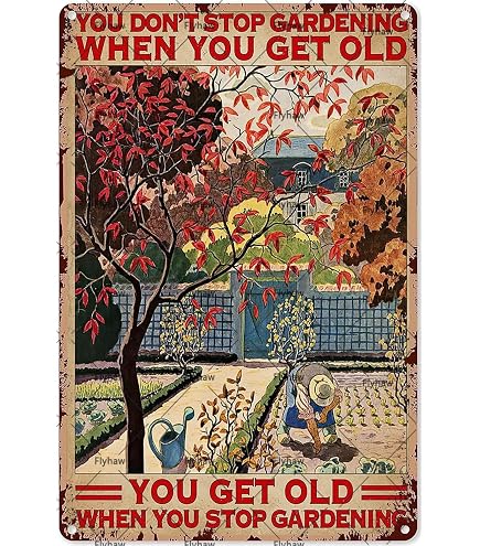 Vintage Garden Tin Sign – 'You Can't Buy Happiness But You Can Buy Plants' – 8x12 Inch