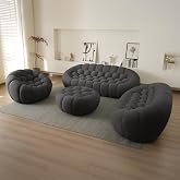 JACH Bubble Sofa Curved Couch Set, Comfy Upholstered Sofa, Mesh Fabric 3D Honeycomb Shape Modern Couches for Living Room, Apartment (Grey, 1 Seater, 2 Seater, 3 Seater, Ottoman)