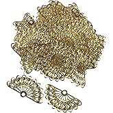 JCBIZ 50pcs 38x21mm/1.5"x0.83" Brass Alloy Tiny Gold Semicircular Fan-shaped Metal Flake Sector Pendants Hairpin Necklace Bracelet Charms Craft Supplies for DIY Jewelry Making