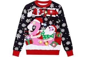 Ahegao Kids Christmas Sweater Xman Graphic Sweatshirts LED Light Up Knitted Pullover for 7-14Y
