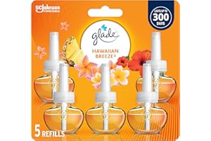 Glade PlugIns Air Freshener Oil Refill, Scented and Essential Oils for Home and Bathroom, Hawaiian Breeze, 5 Refills