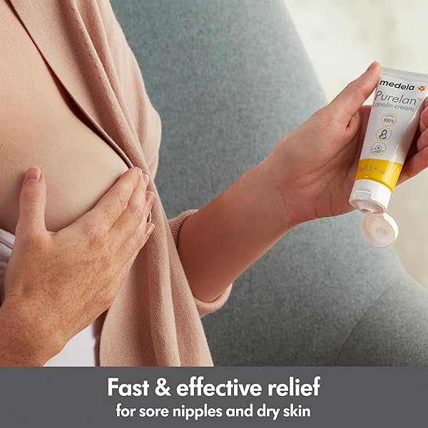MEDELA PURELAN LANOLIN NIPPLE CREAM, FAST RELIEF FOR SORE NIPPLES & DRY SKIN DURING BREASTFEEDING, SAFE FOR BREASTFEEDING BABY, NATURAL, HYPOALLERGENIC, FRAGRANCE-FREE, 37G