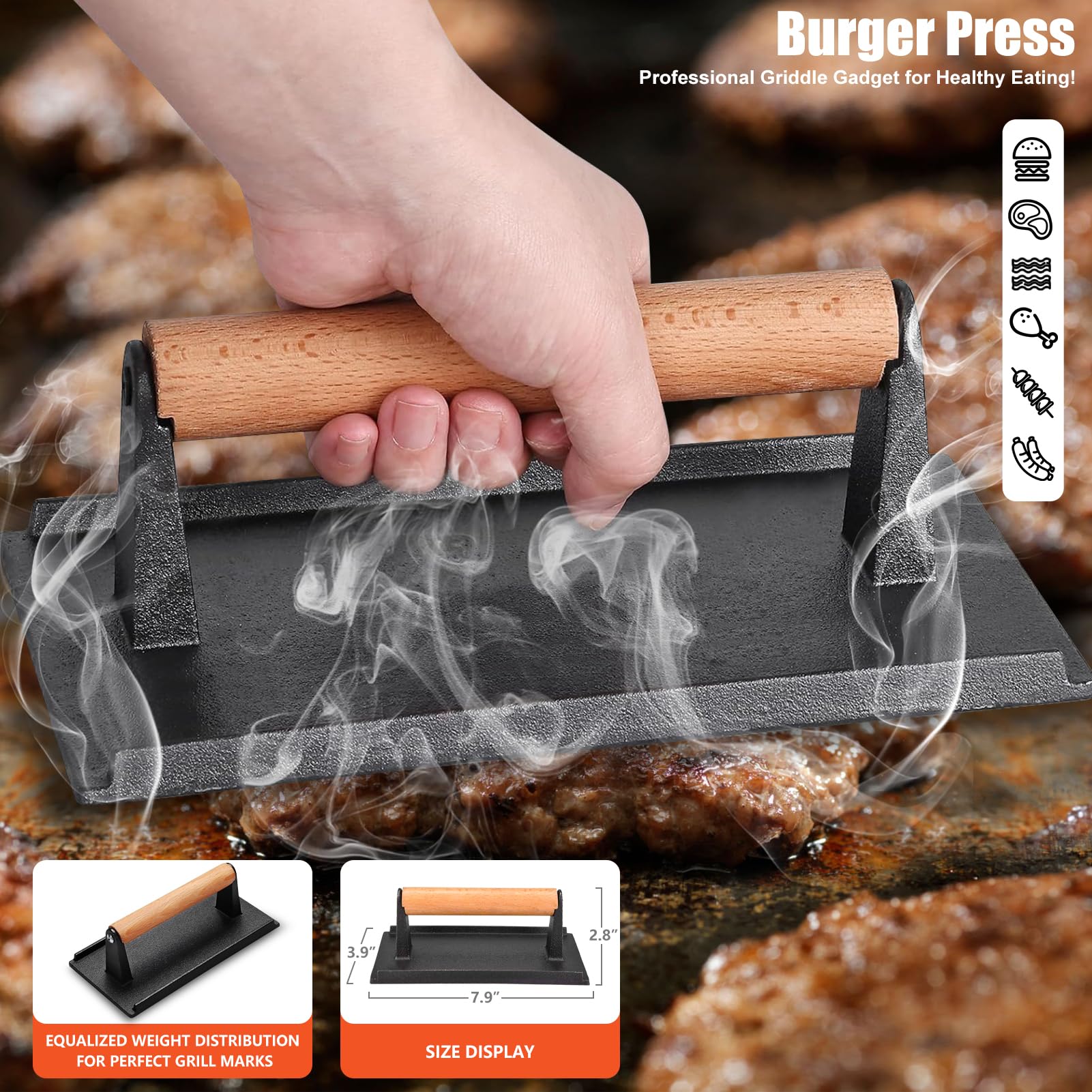 RINPIR 42pcs Griddle Accessories Kit for Blackstone, Flat Top Grill Spatula Set with Enlarged Spatulas, Melting Dome and Burger Press, Professional Hibachi Tools Gifts for Outdoor BBQ Teppanyaki