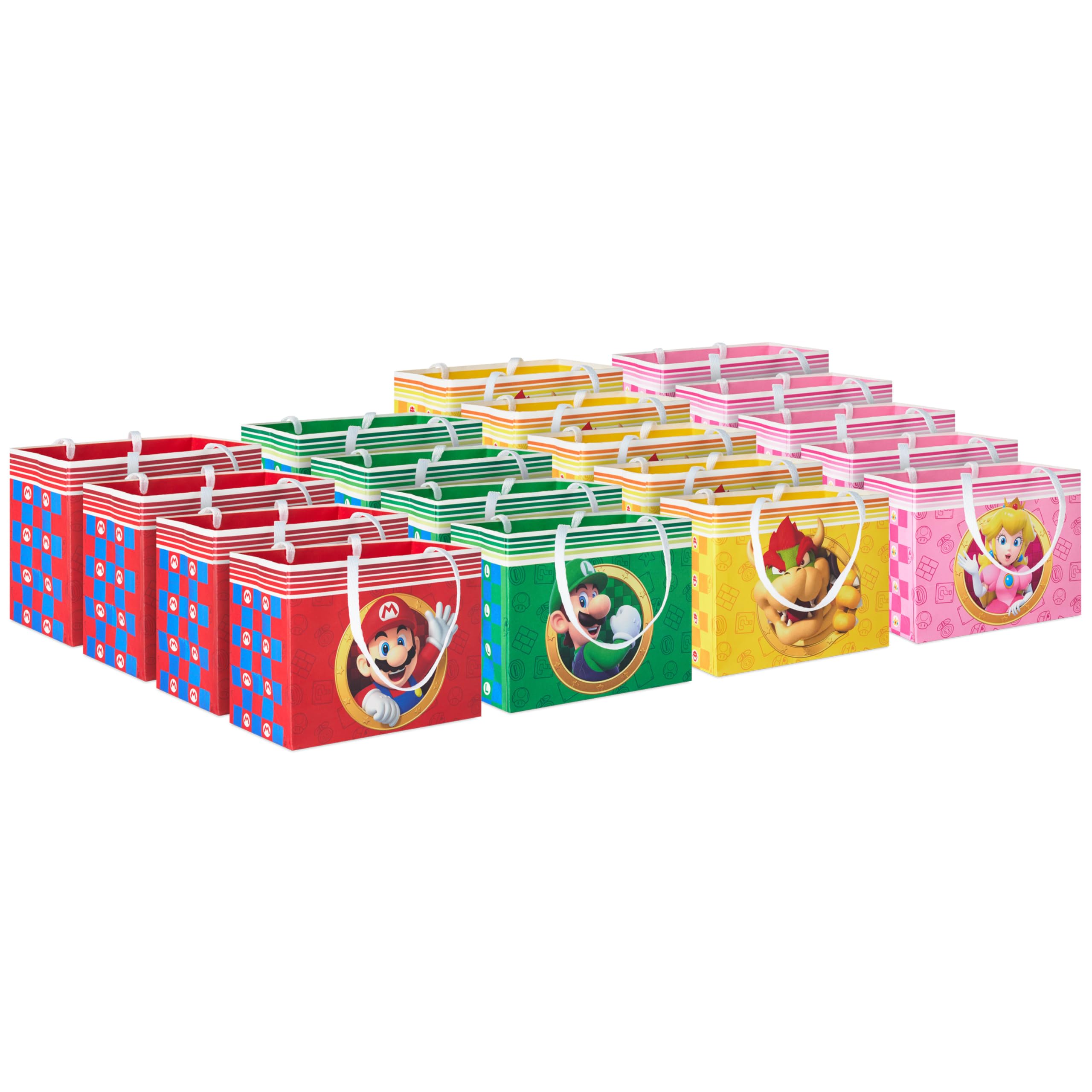 Photo 1 of Hallmark Nintendo 4" Mini Gift Bags (Mario, Luigi, Princess, Bowser) for Party Favors, Gift Cards, Classroom Treats