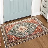 Lahome Boho Tribal 2x3 Washable Small Rugs for Entryway Doormat Indoor Entrance, Throw Rugs with Rubber Backing Washable, Bohemian Soft Non-Slip Bathroom Carpet for Bath Front Door Kitchen Floor