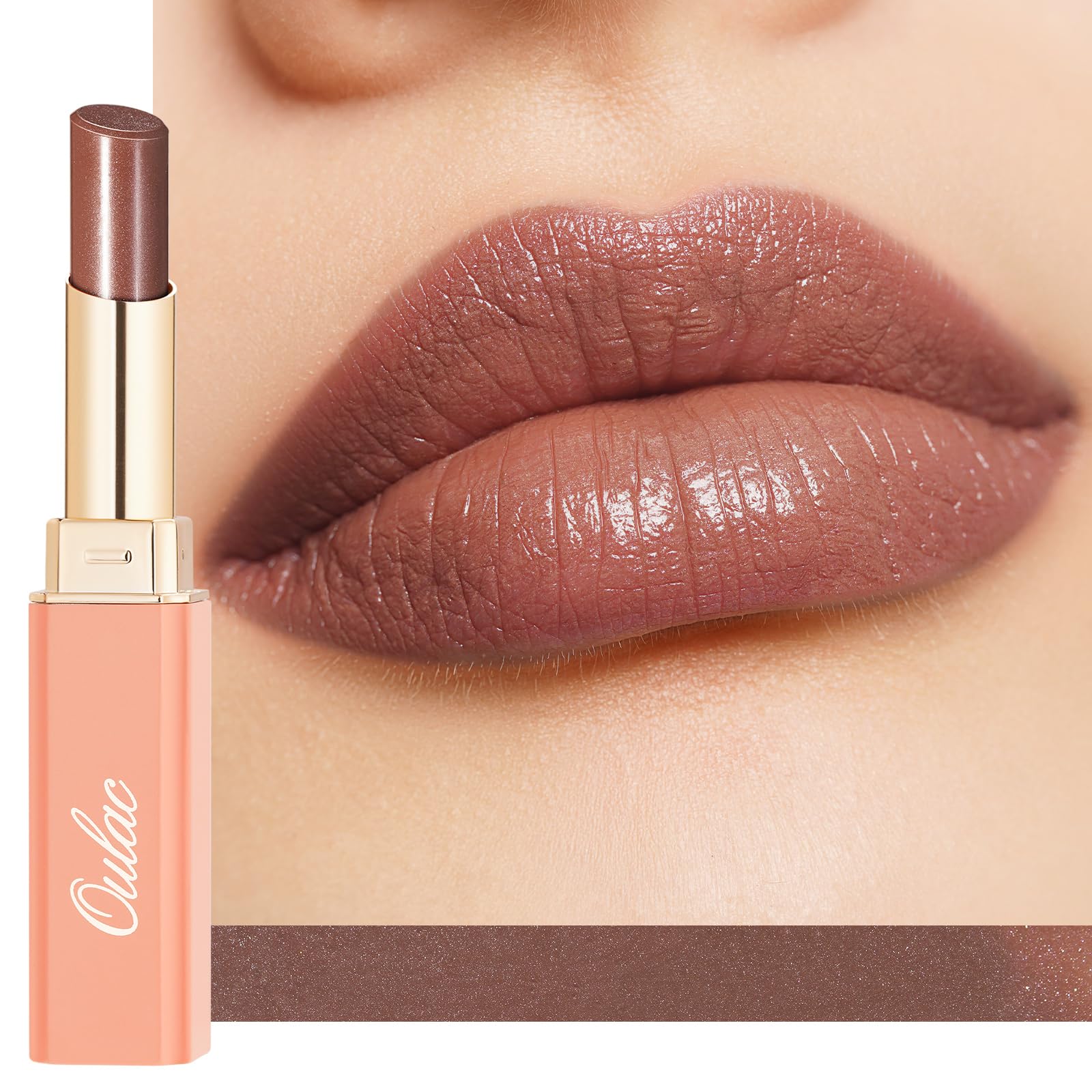 Oulac Chocolate Brown Lipstick - Moisture Shine Hydrating Lipstick & Tinted Lip Balm for Dry Lips, Medium Coverage Lip Colour | Juicy Look, Glossy Finish, Vegan, Cruelty-Free, Modern Love (03) — image 1