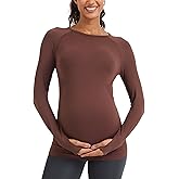 MathCat Seamless Maternity Shirts Long Sleeve Maternity Tops for Women Pregnancy Shirts Athletic Workout Yoga Casual Tee