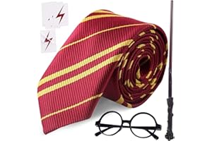 TINVSKQQKJ Halloween Wizard Costume Accessories Set, Wizard Wand and Tie and Glasses Magic Novelty