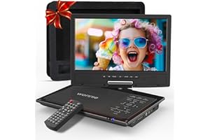 WONNIE 12.5" Portable DVD Player for Car with 10.5" Swivel Screen, 5-Hour Rechargeable Battery, Car DVD Player with Headrest 
