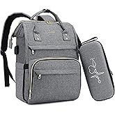 LOVEVOOK Nurse Backpack Laptop Backpack for Women with Stethoscope Case & USB Charging Port Anti Theft Travel Backpacks Doctor Bag Fits 15.6 Inch Laptop and Notebook,Grey