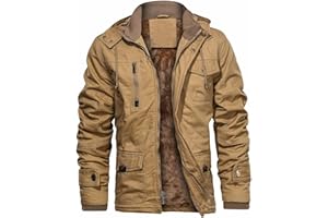 CHEXPEL Men's Thick Winter Jackets with Hood Fleece Lining Cotton Military Jackets Work Coats with Cargo Pockets Outwear