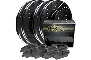 Hart Brakes Front Rear Brakes and Rotors Kit |Front Rear Brake Pads| Brake Rotors and Pads| Ceramic Brake Pads and Rotors |2011-2019 INFINITI M35h, M37, M56, Q70, Q70L, QX70; Nissan Murano