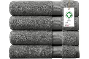 Delara 100% Organic Cotton Towels 650 GSM Plush Feather Touch Quick Dry Bath Sheet, Pack of 4 GOTS Certified, Oeko-Tex Green Certified, Organic Cotton Bath Sheet, 36"X70"