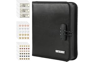 SHTALHST Coin Collection Book with Lock, 520 Pockets Fireproof Coin Collection Holder & 36 Sleeves Currency Storage Case, Coin Binder Organizer Album for Pennies Quarters Stamp Badges