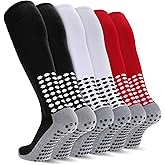 Regilt 3 Pairs Kids Youth Grip Soccer Socks, Non Slip Knee High Soccer Football Sport Socks for Boys Girls Age 8-17