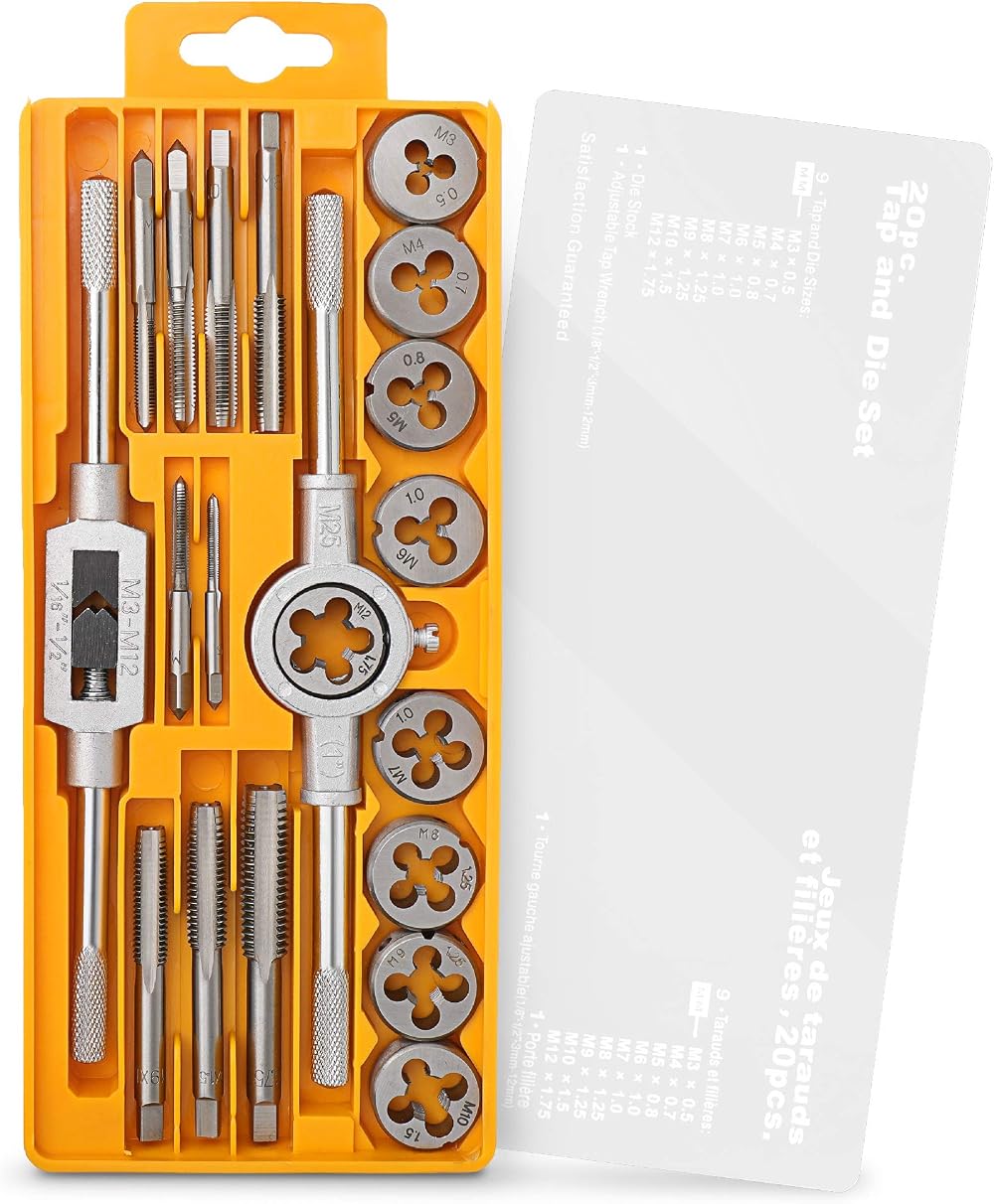 Hi-Spec 20pc Metric Tap & Die Set M3-M12 Tapping Tool Kit