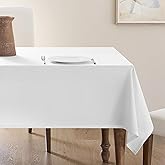 White Linen Tablecloth Rectangular 55 x 84 Modern Elegant Cotton Cloth Texured White Table Cloth for Rectangle Table Washable Fabric Tablecloth for Dining Wedding Banquet Party Thanksgiving Decor