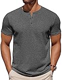 COOFANDY Men Shirts T Shirt Henley Short Sleeve