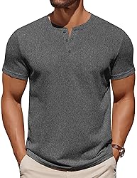 COOFANDY Mens Tshirts Henley Cotton Basic tee Beach