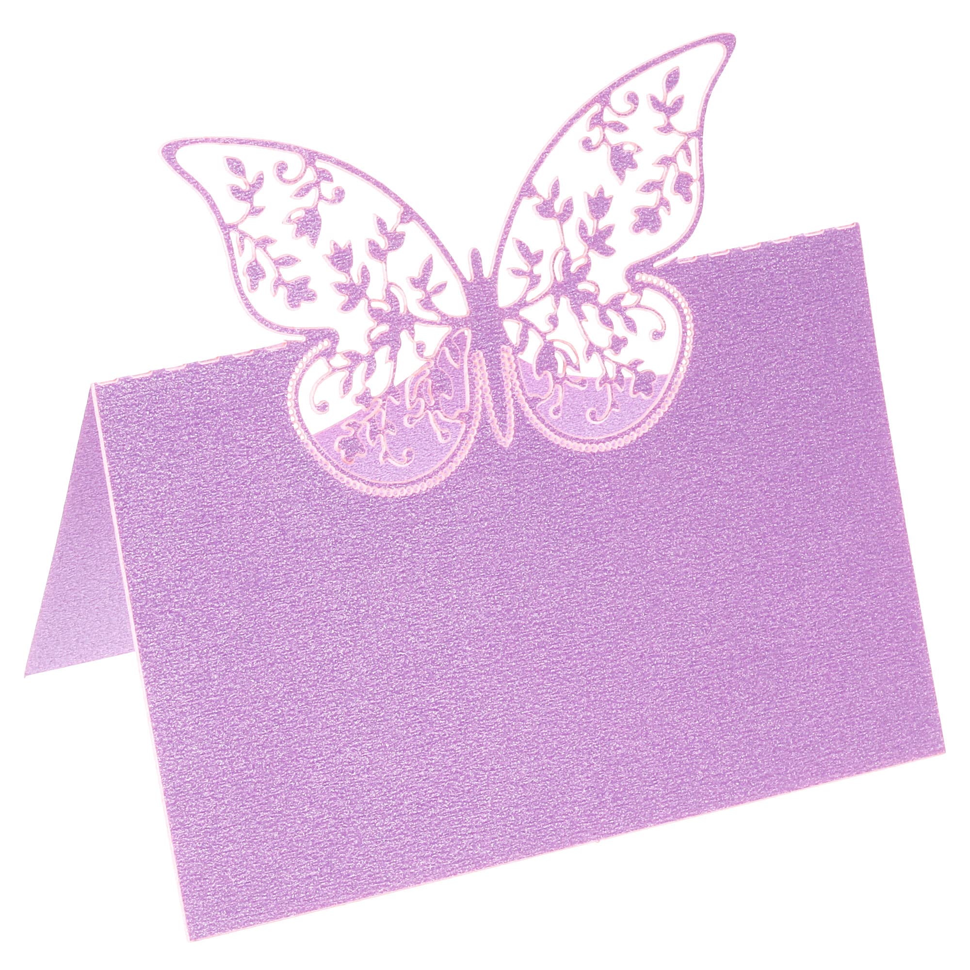 PATIKIL Table Name Place Cards,25Pcs 4.68 x 3.51inch Favor Decor Hollow Butterfly Cut Design Blank Card for Wedding Party Seating Place Cards Purple