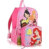 Disney Princess Backpack for School and Lunch Box for Kids | Kids Knapsack and Insulated Lunch Bag Lunch Box for Girls, Boys, Unisex | Disney Princess Pink Reusable Lunchbox Set