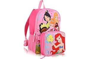 Fast Forward Disney Princess Backpack for School and Lunch Box for Kids | Kids Knapsack and Insulated Lunch Bag Lunch Box for Girls, Boys, Toddlers | Disney Princess Pink Reusable Lunchbox Set