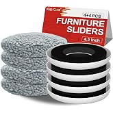 New Upgrade Furniture Movers Sliders: Multi-Surface Furniture Sliders | Round 4PCS 4.3" Moving Pads and 4 Hardwood Socks - with Anti-Slip Groove - Protect Floor and Easily Move Bed Couch Table