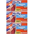 Hefty Freezer Slider Bags, Quart, 35 Count (Pack of 3)
