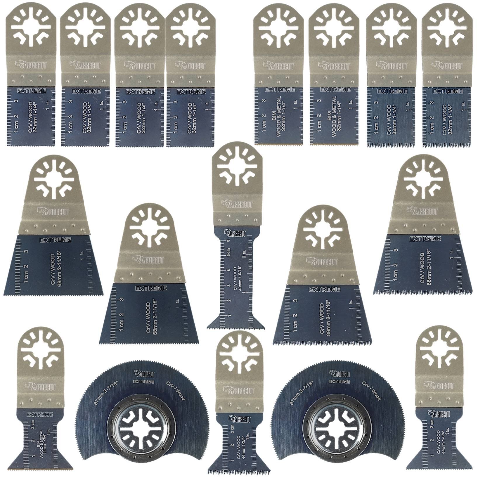 18 x SabreCut PRK18A Mix Blades Compatible with Bosch Fein (Non-StarLock) Makita Milwaukee AEG Batavia Einhell Ergotools Hitachi Parkside Ryobi Worx Workzone Multitool Multi Tool Accessories