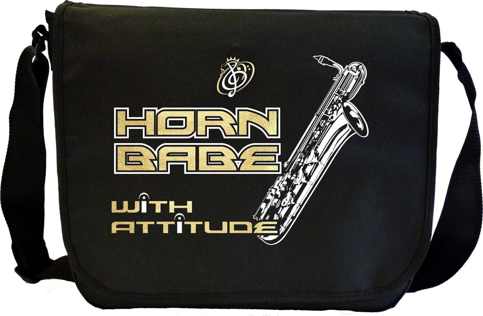 Saxophone Sax Baritone Horn Babe Attitude - Sheet Music & Accessory Messenger Bag MusicaliTee