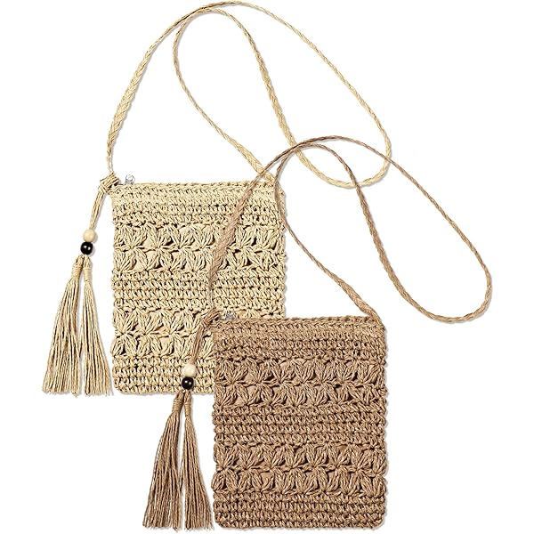 Bolso Cruzado De Paja Tejido Para Mujer, Bolso De Hombro Hecho A Mano