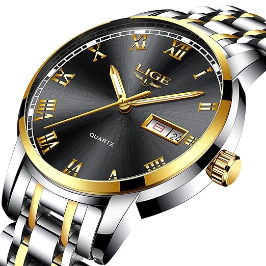 Herren Uhren mit Luxus Business Kleid Quarzuhr Edelstahl Band Wasserdicht Analog Armbanduhr