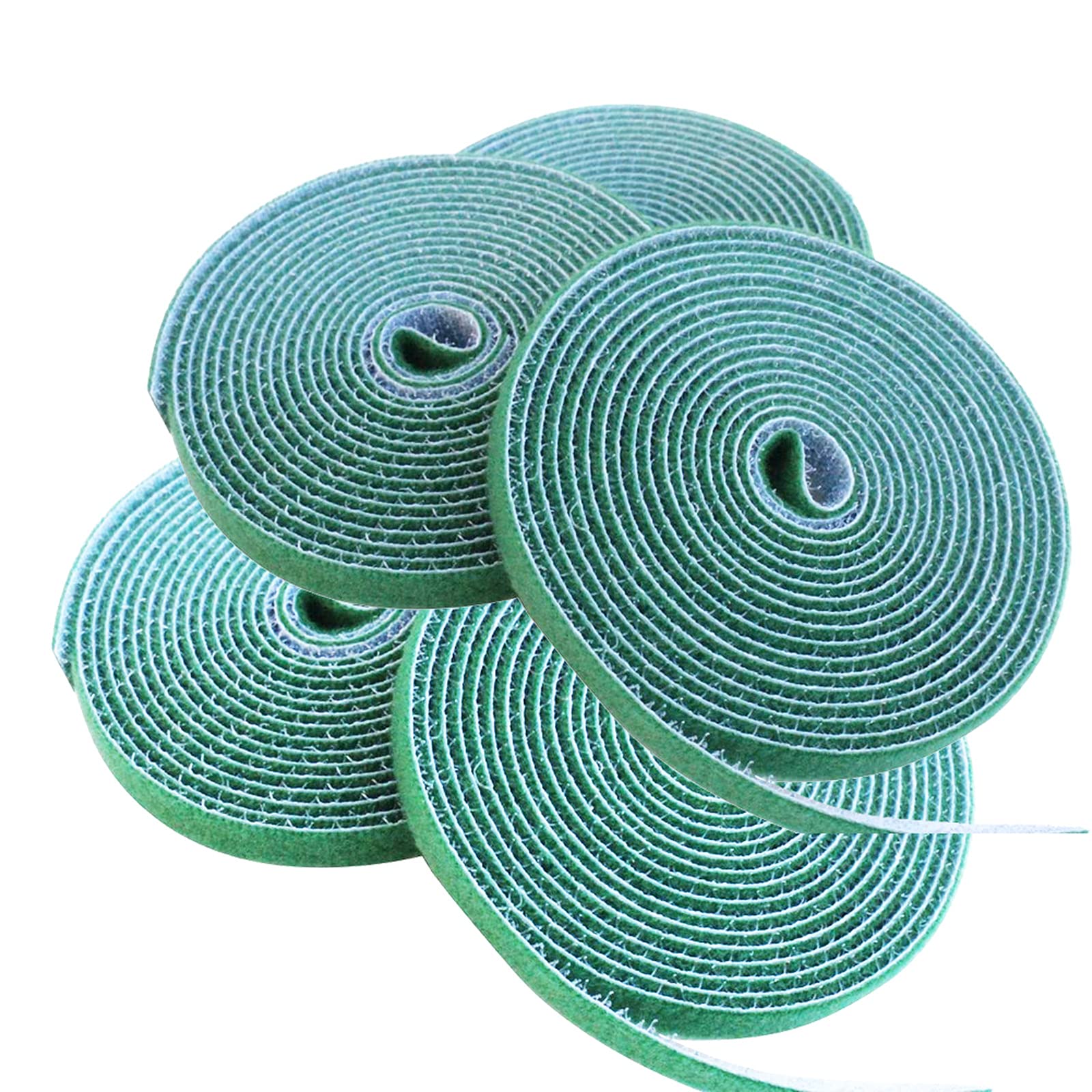 10mm Hook and Loop Garden Strips Tape Adjustable Tree Ties Nylon Plant Ties Plant Stake Cane Supports Quick Wrap Tape (10 Pieces Green)