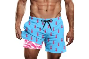westwolf Men Swim Trunks 5.5 Inch Board Shorts 2 in 1 Swimwear with Compression Liner